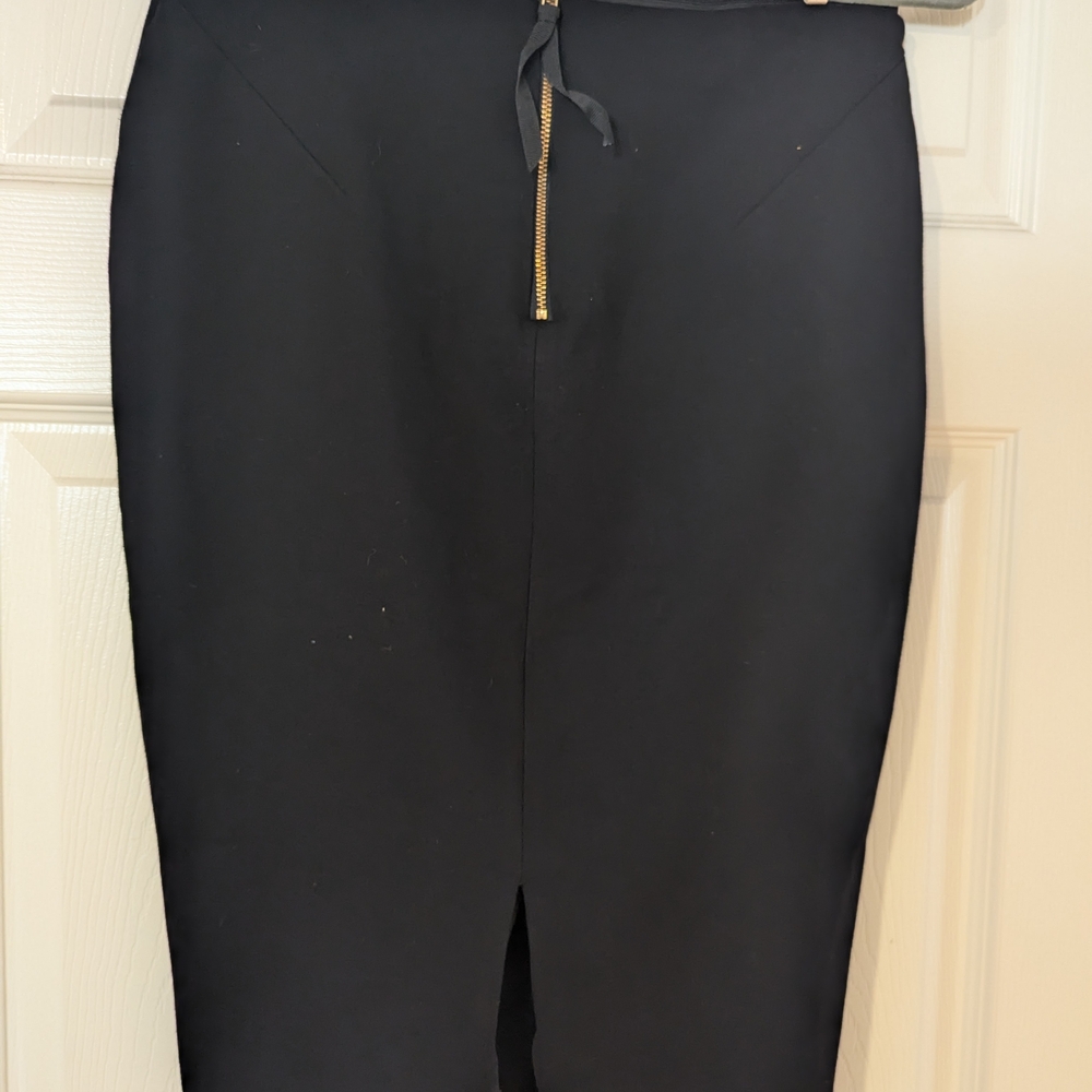 Boden Black Knee-length Pencil Skirt with Tie Front and Slit for Work